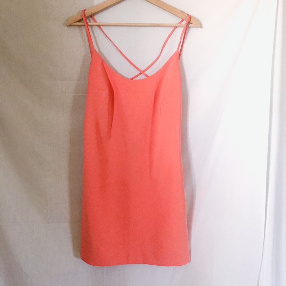 french connection // salmon pink crossback dress